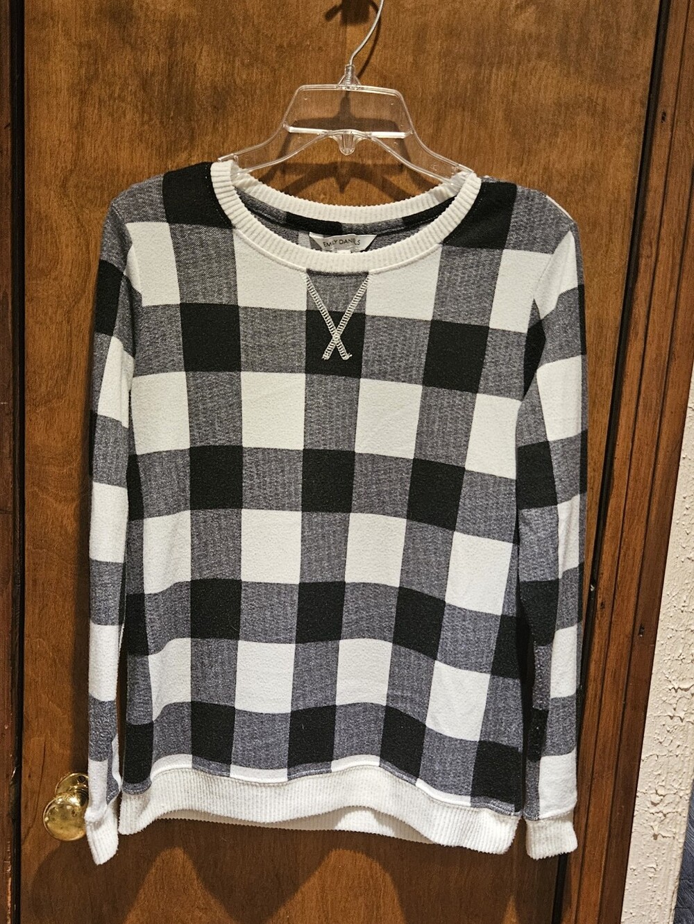 Emily Daniels Long Sleeve Top/Tunic Black And White Women's Size Small Soft And